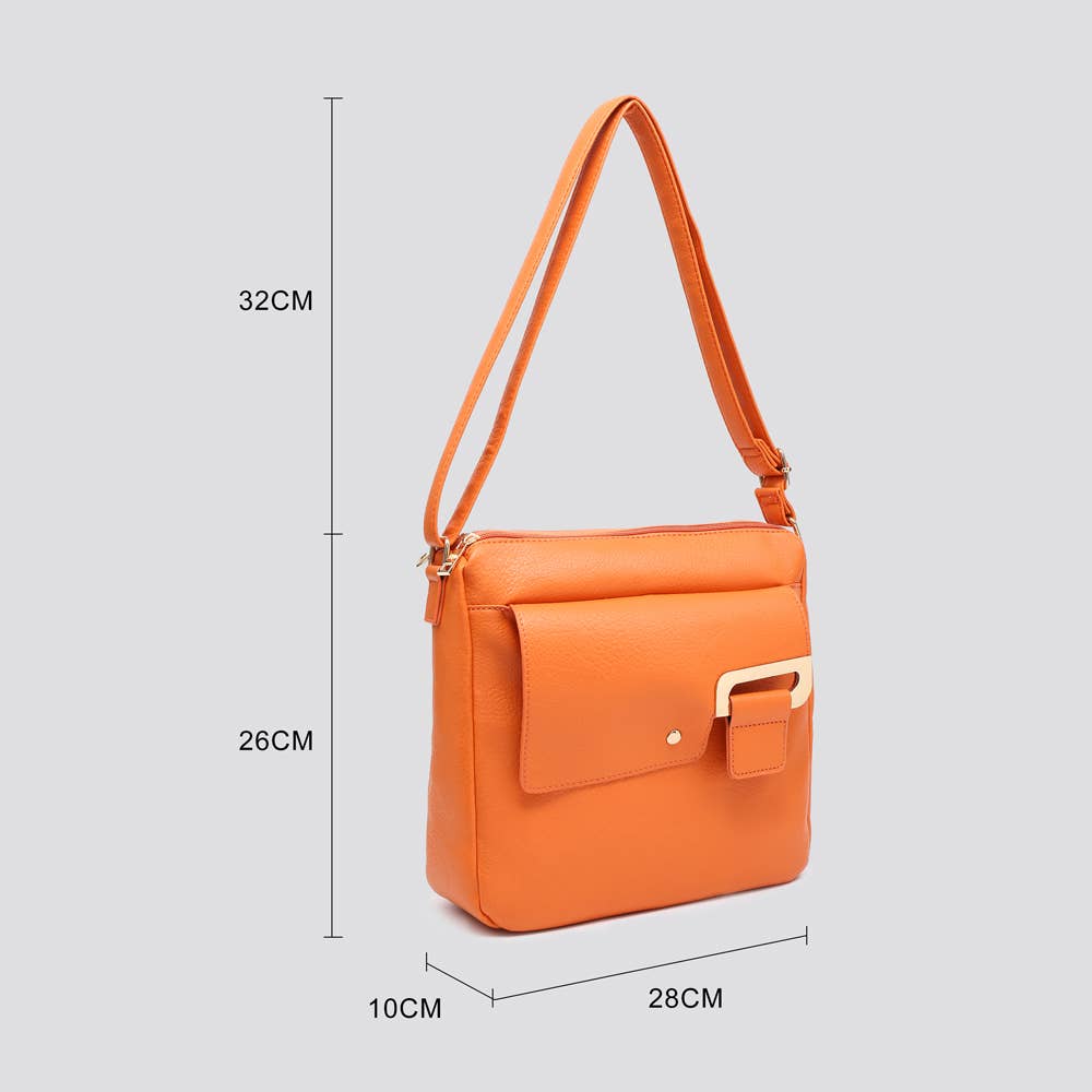 Orange Vegan Leather Crossbody Bag