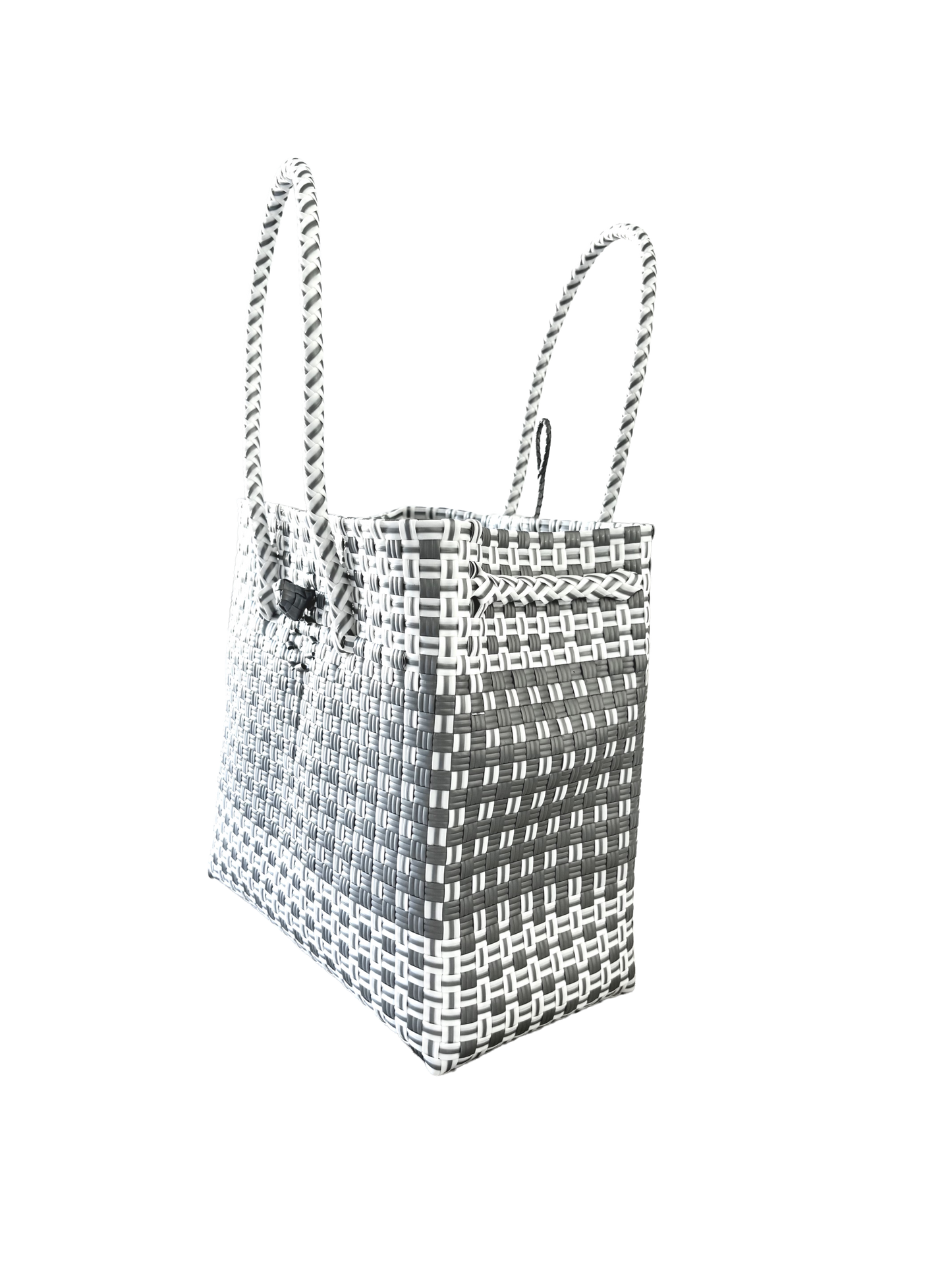 Woven Tote Bag With Two-Tone Banding - Smoke Stripe