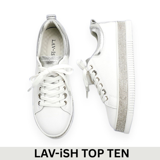 Lux White Diamonte Sole Sneakers