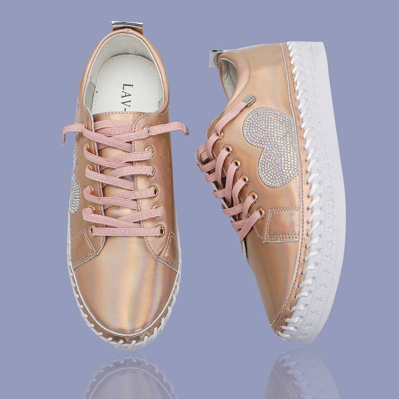 Pearl Embellished Heart Sneakers