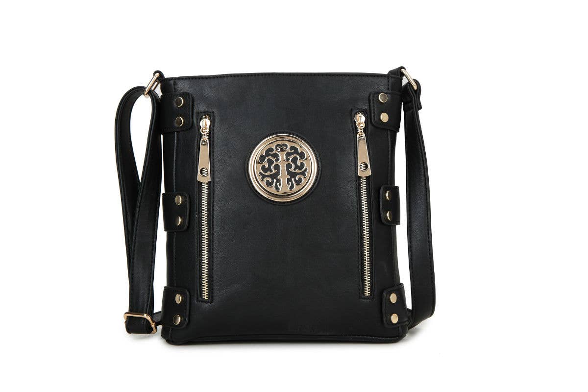 Cross body bag with top zip closure: Fuchsia