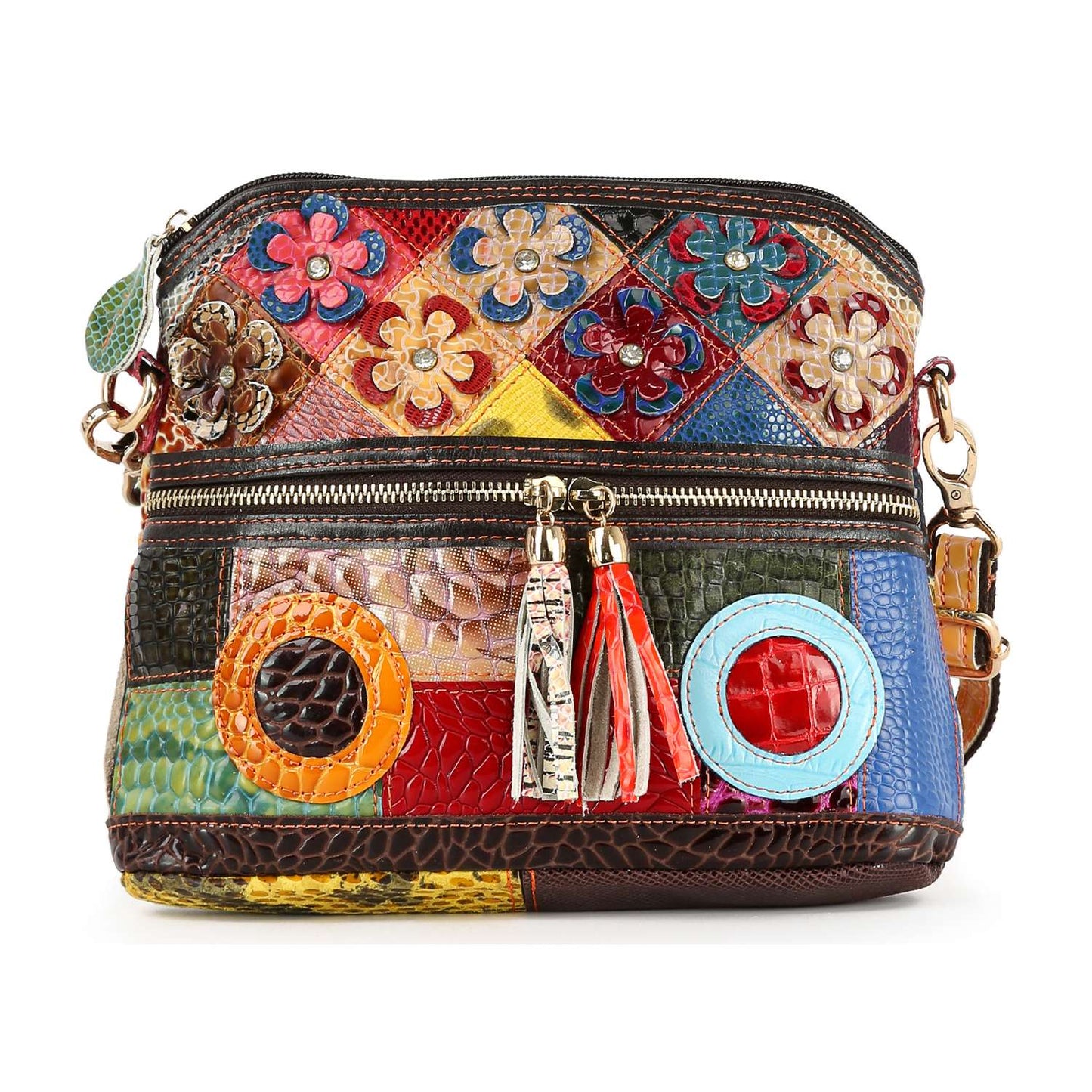 Genuine Leather Colorful Crossbody Sling: Multi