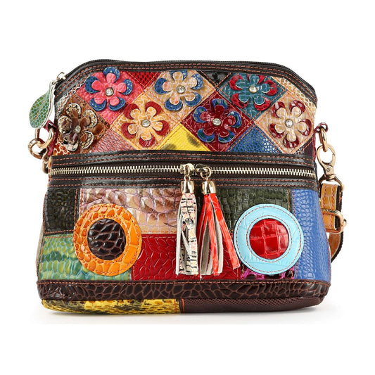 Genuine Leather Colorful Crossbody Sling: Multi
