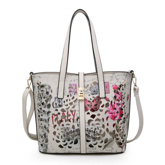 White Patterned Tote Bag