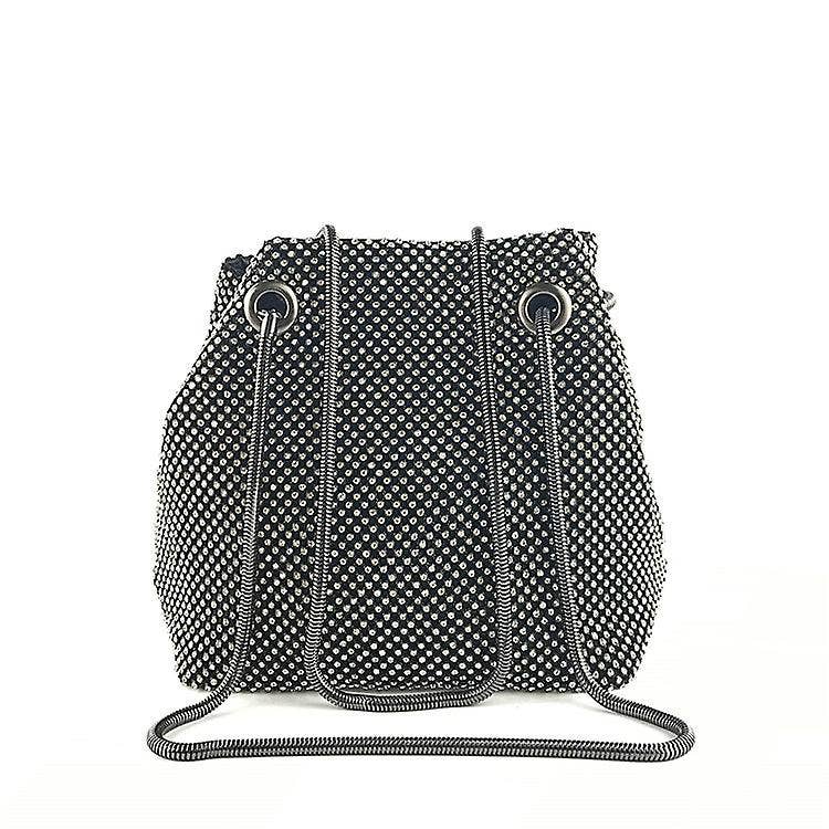 Soft all around diamante bucket bag for party: Gold