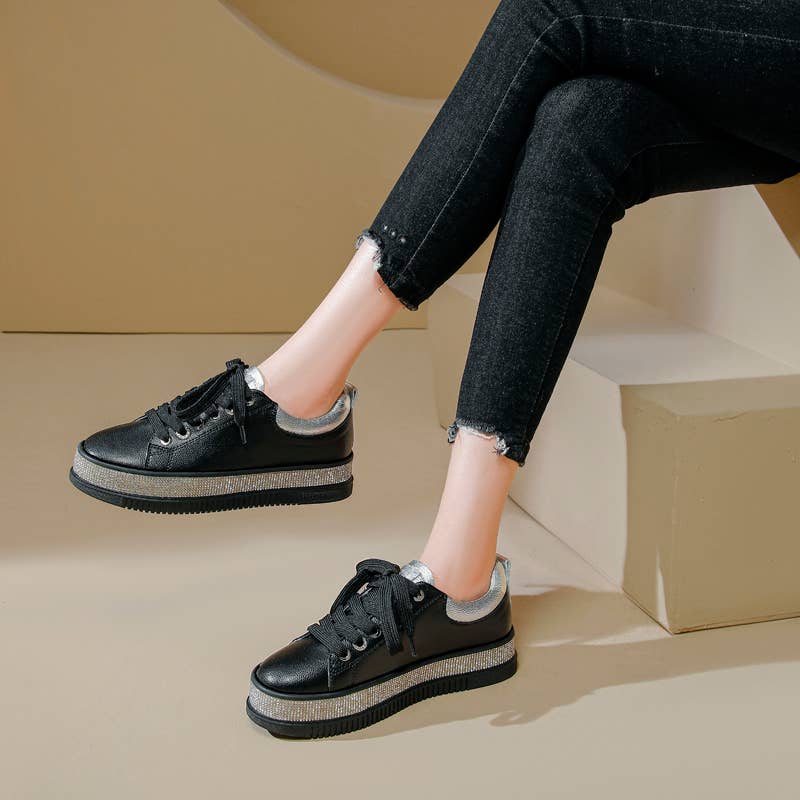 Lux Black Diamonte Sole Sneakers