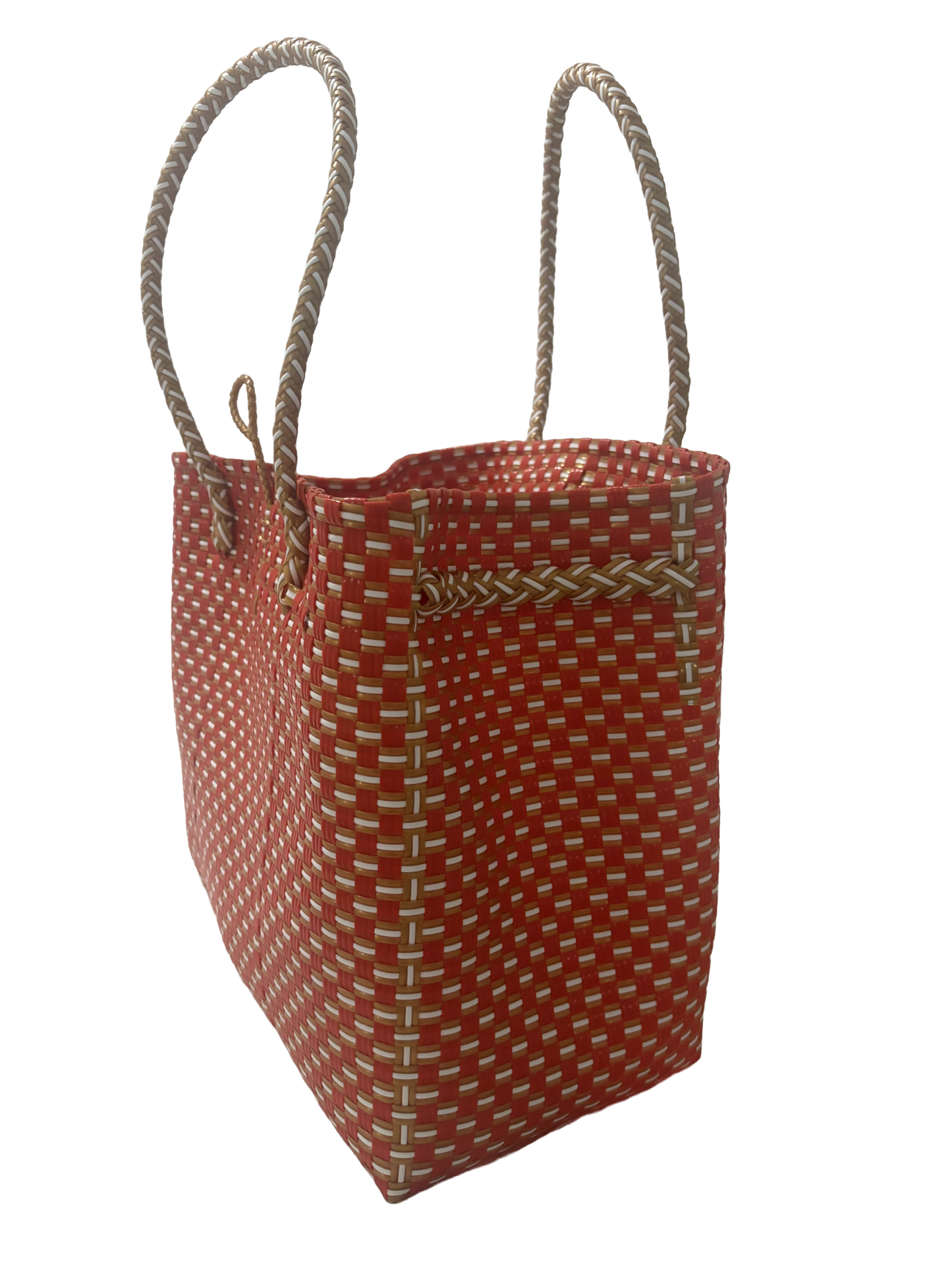 Duchess Flame – Designer Tote In Red & Ivory Weave: Medium