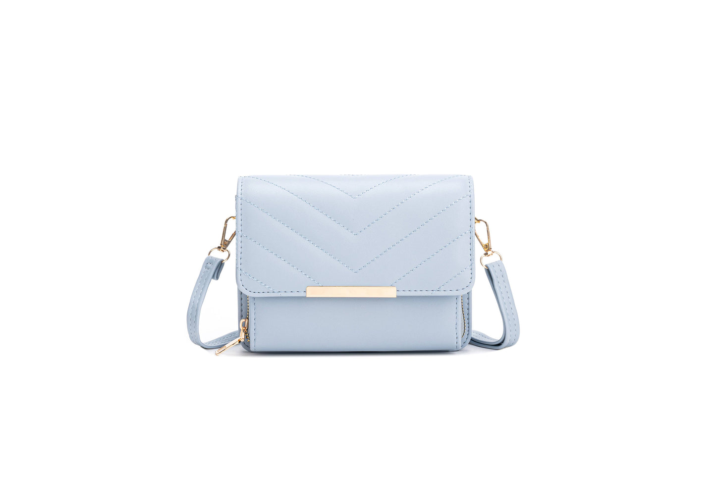 Quited Chevron Pattern Zip Front Pocket Cross Body Bag: Orange