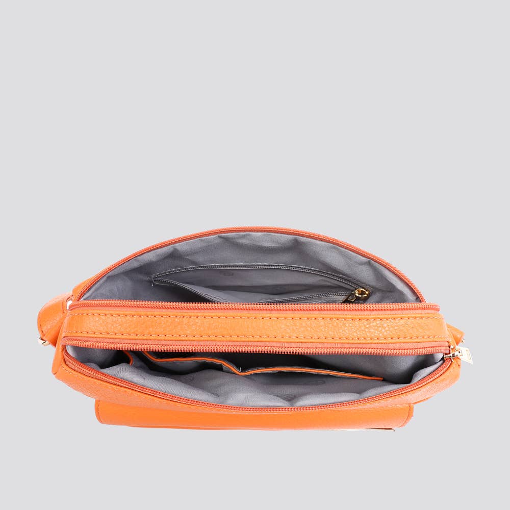 Orange Vegan Leather Crossbody Bag