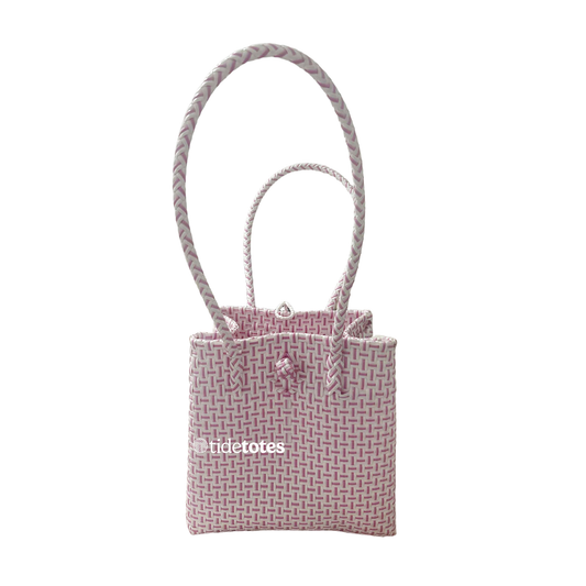 Tote Bag With Pink & Ivory Weave