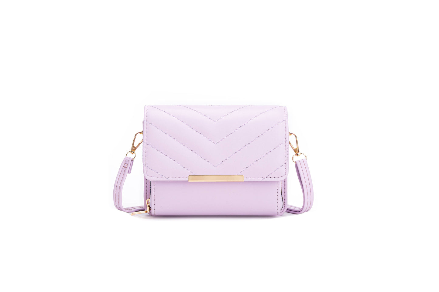 Quited Chevron Pattern Zip Front Pocket Cross Body Bag: Orange