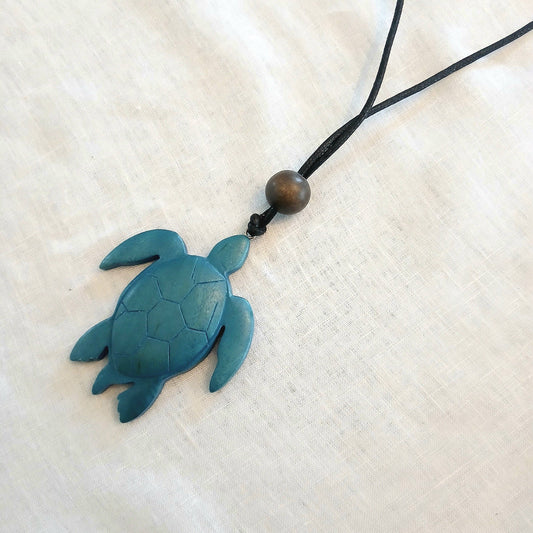 Blue Turtle Pendant Necklace