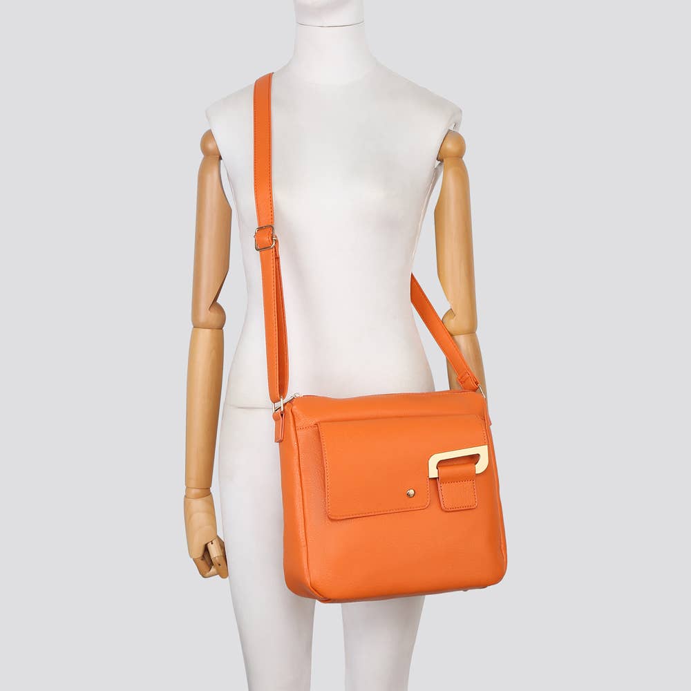 Orange Vegan Leather Crossbody Bag
