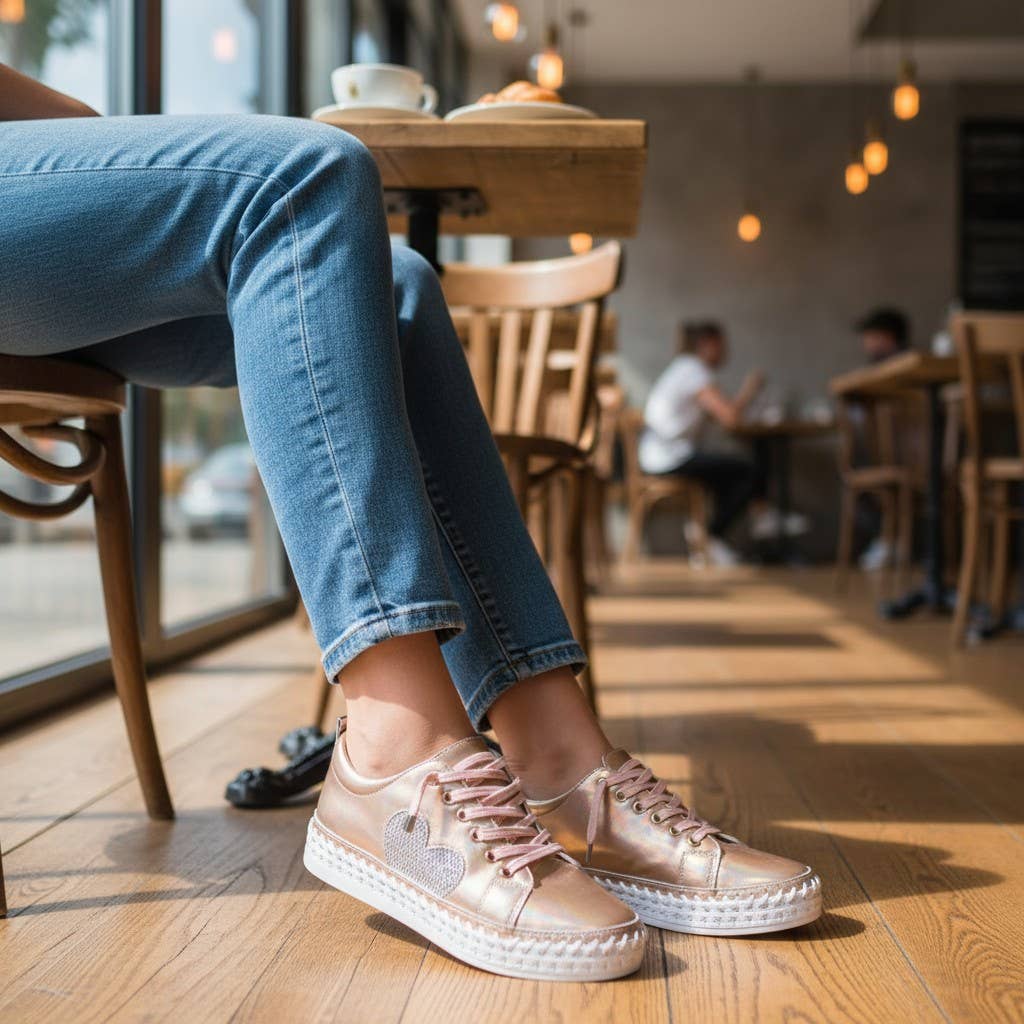 Pearl Embellished Heart Sneakers