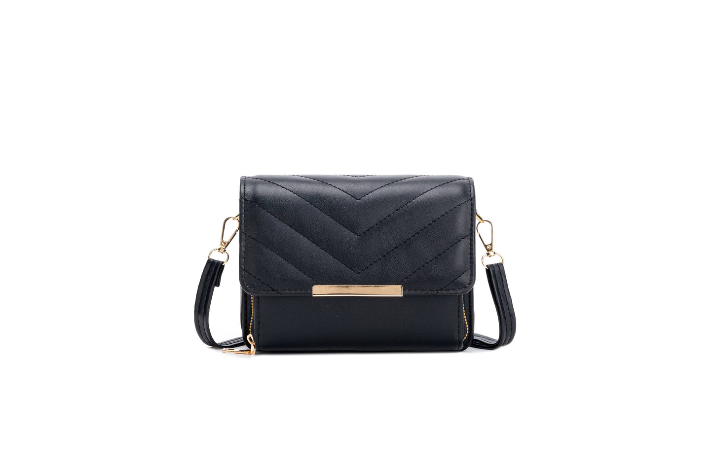 Quited Chevron Pattern Zip Front Pocket Cross Body Bag: Orange