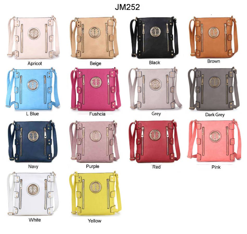 Cross body bag with top zip closure: Tan Brown