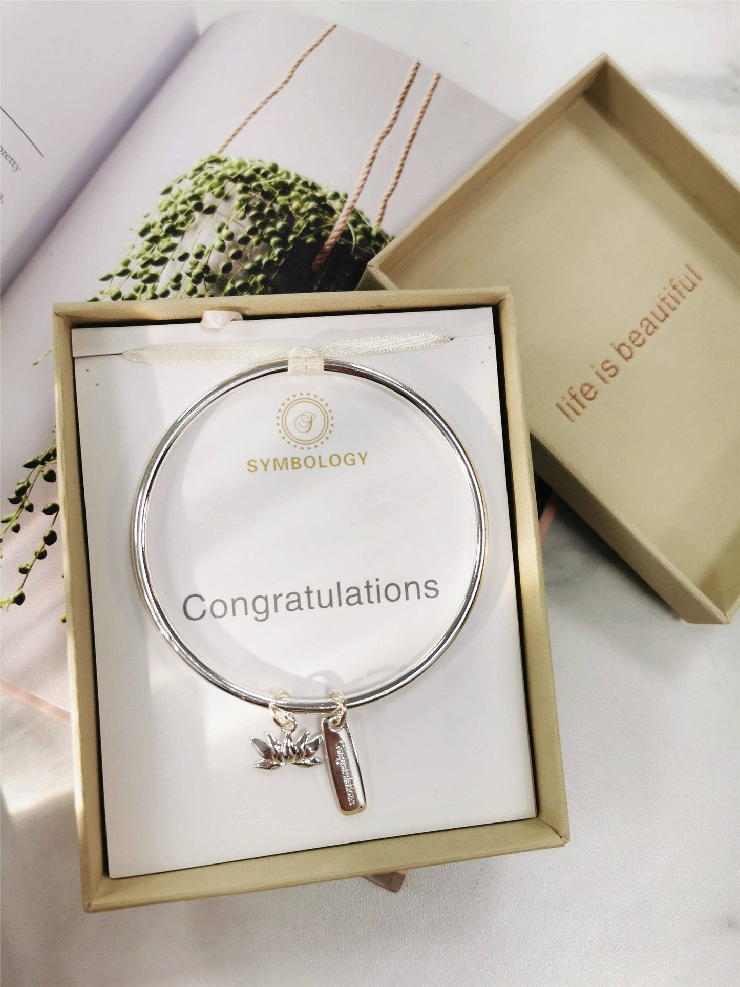 Congratulation Silver Bangle