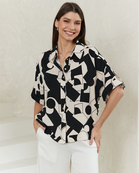 Black & Beige Shirt