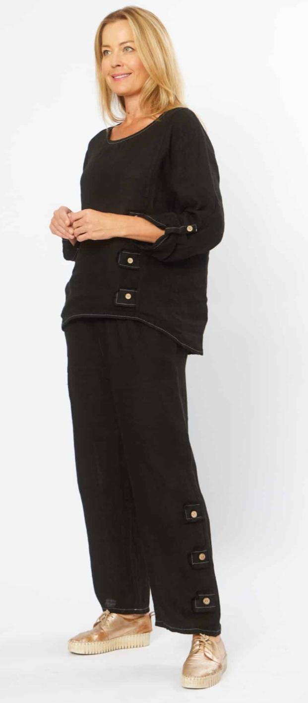 Italian Black Linen Pants