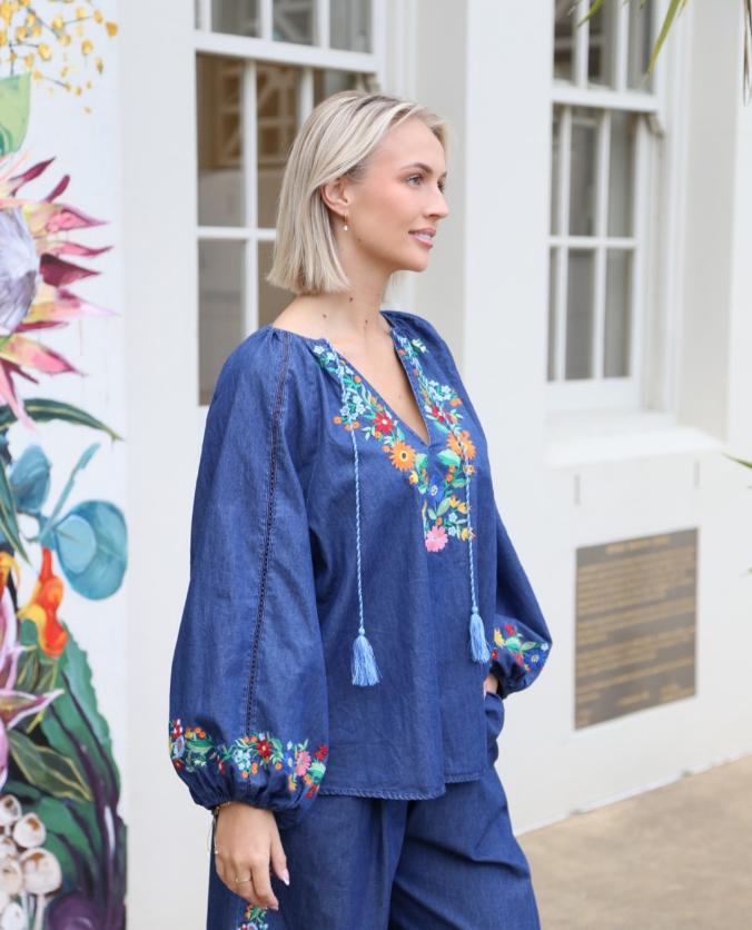 Denim Embroidered Shirt