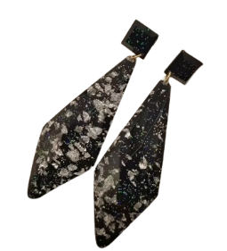 Black & Silver Resin Drop Earrings