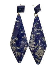 Blue & Silver Foil Dangle Earrings
