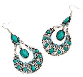 Turquoise Rhinestone Dangle Earrings