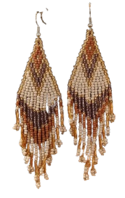 Beaded Tassel Bronze Earrings