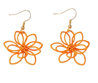 Orange Flower Drop Earrings
