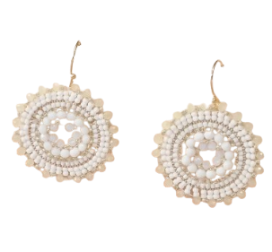 White Rhinestone Beads Dangle Earrings