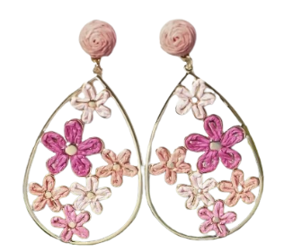 Raffia Flower Drop Earrings