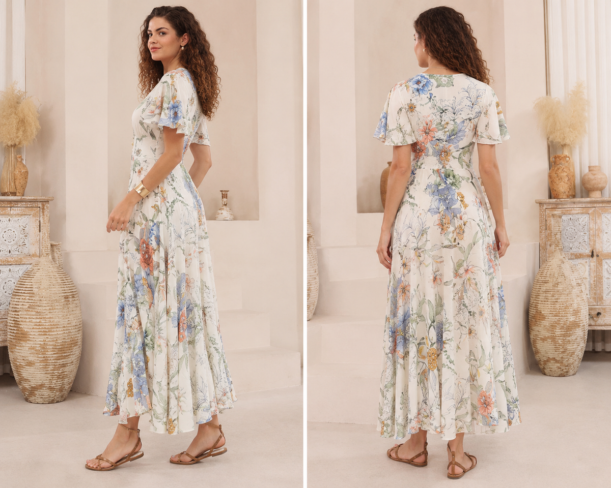 Floral Bias-Cut Maxi Dress