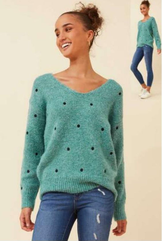 Green Dotty Jumper