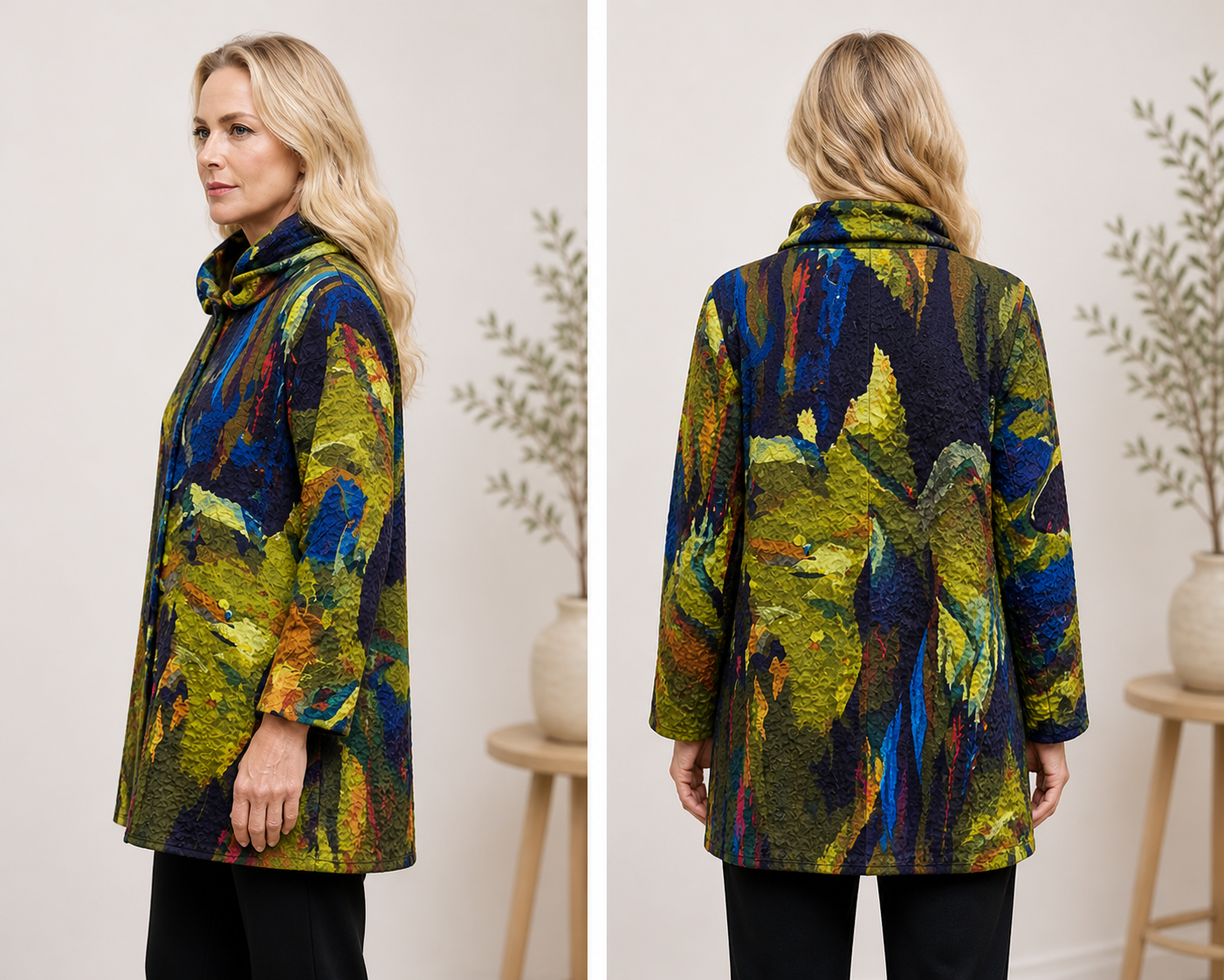 The Textured Layering Jacket (Olive Multi Print)Want style… without feeling bulky or overdone?