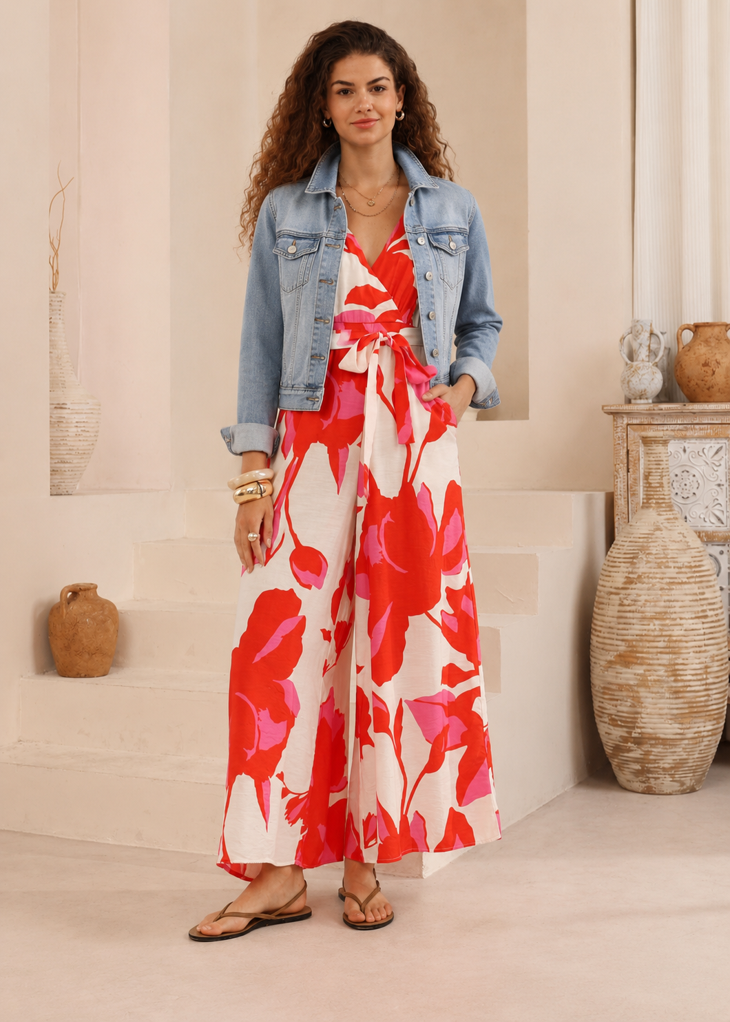Holiday-Ready Floral Jumpsuit
