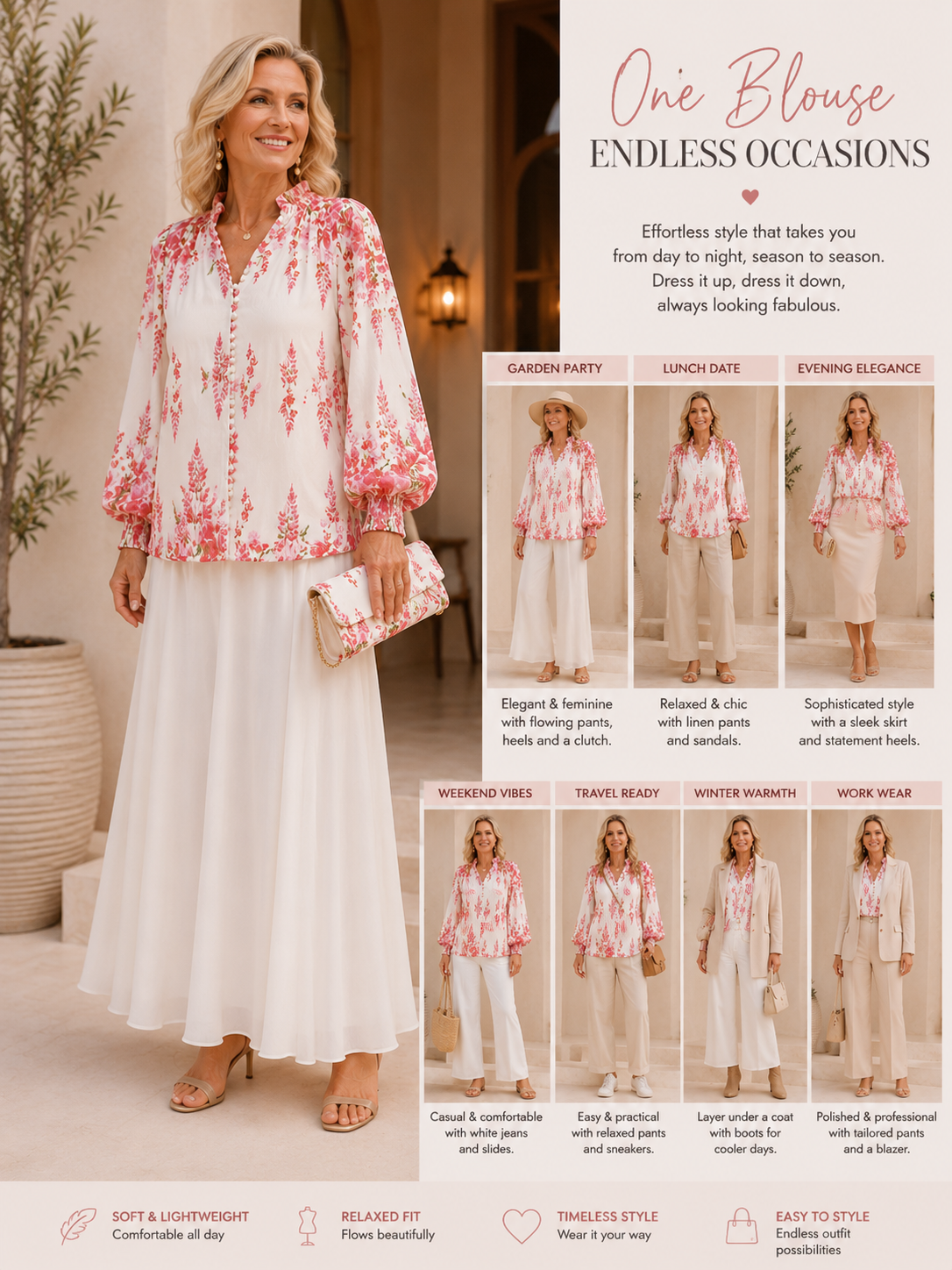Priscila Pink & White Blouse