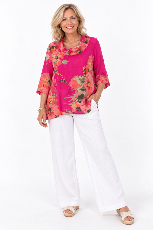 Linen Blend Loose Fitting Pink