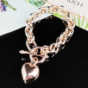 Rose Gold Chain Bracelet with Heart
