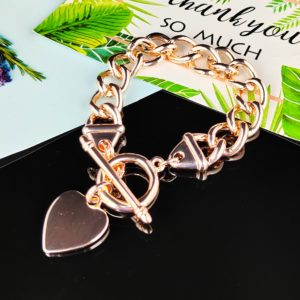 Rose Gold Fob Bracelet with Heart