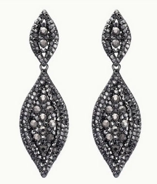 Rhinestone Earrings with Double Leaf Pendant