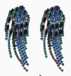 Blue Rhinestone Dangle Earrings