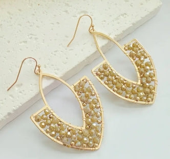 Golden beaded Drop Earrings