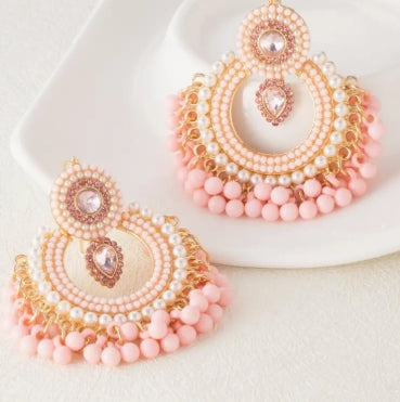 Pink Pearl Drop Earrings
