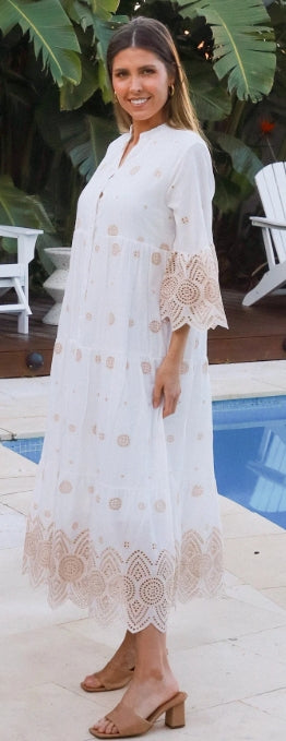 White & Gold Cotton Dress