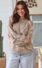 Oatmeal Cable Knit Wool Blend Jumper