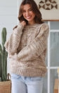 Oatmeal Cable Knit Wool Blend Jumper