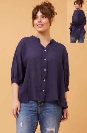 Navy Cotton blend Shirt