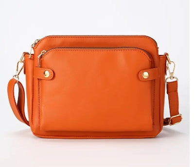Orange Vegan Leather Crossbody Bag