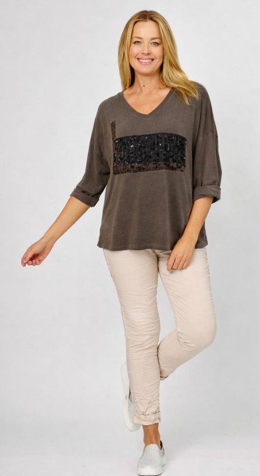 Cotton Top with Sequin Detail