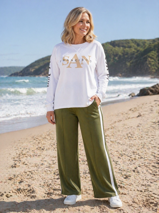 San Francisco White Fleece Top